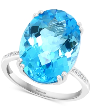 image of Effy Blue Topaz (13-7/8 ct. t.w.) & Diamond (1/20 ct. t.w.) Ring in 14k White Gold
