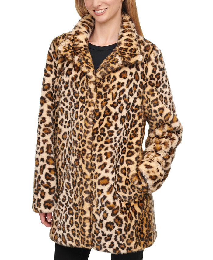 Calvin Klein Petite Leopard Faux-Fur Coat & Reviews - Coats & Jackets -  Petites - Macy's