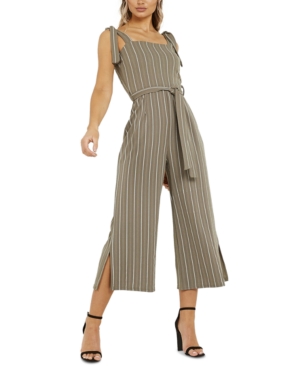 image of Quiz Tie-Waist Stripe Jumpsuit