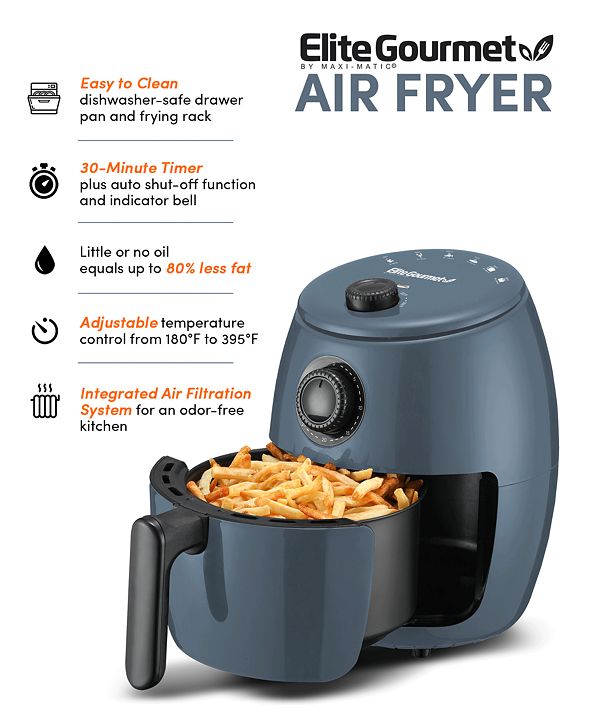 Elite Gourmet 2.1-Qt. Hot Air Fryer with Adjustable Timer and