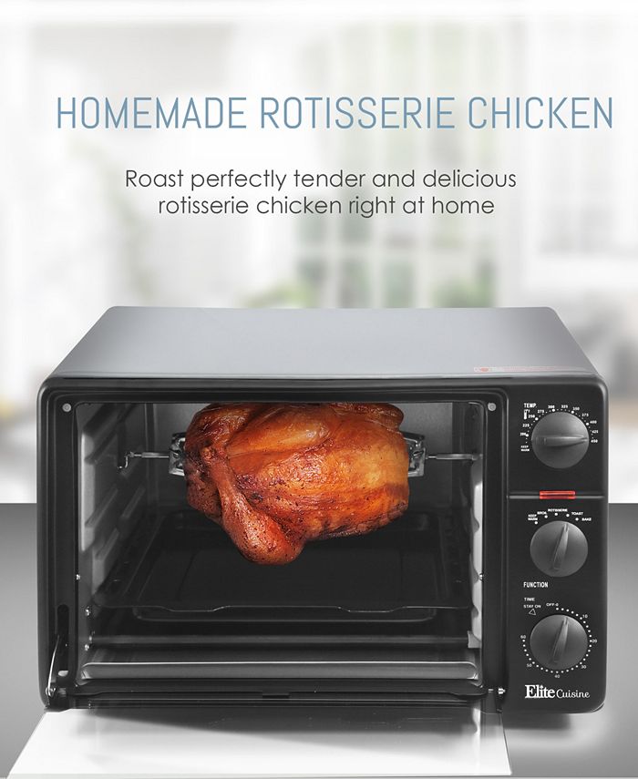 Elite Cuisine 23L Countertop Toaster Oven Rotisserie, Bake, Broil