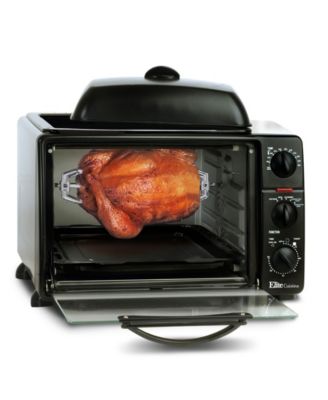 Elite Cuisine - 0.8Cu. Ft. Multi-function Toaster Oven with Rotisserie & Grill/Griddle Oven Top