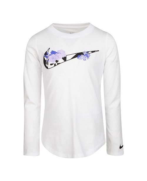 Nike Little Girls Long Sleeve Swoosh Logo Graphic T Shirt Reviews Shirts Tops Kids Macy S