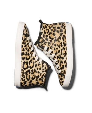 image of Women-s Keds For Kate Spade New York Kickstart Hi Ks Leopard Calf Hair Sneakers