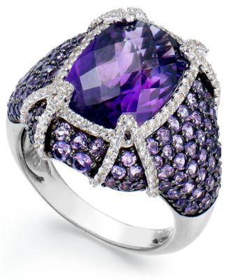 Macy's - Sterling Silver Amethyst (9 ct. t.w.) and White Topaz (1/2 ct. t.w.) Ring