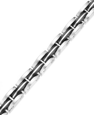 Macy's - Men's Stainless Steel Bracelet, Black Dome Bracelet