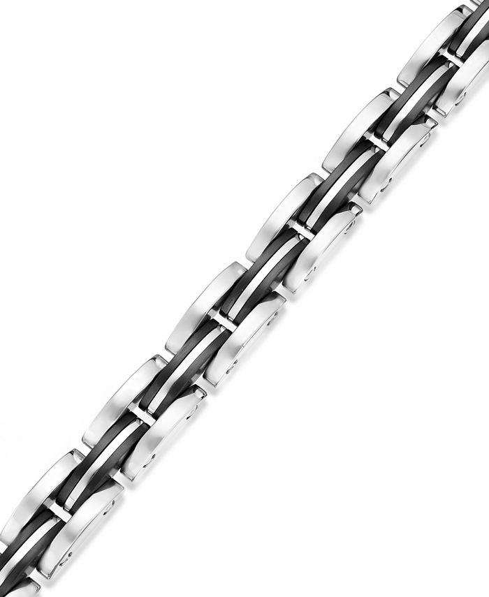 Macy's - Men's Stainless Steel Bracelet, Black Dome Bracelet
