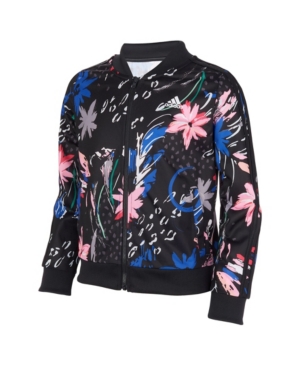 adidas Little Girls Zip Front Print Tricot Jacket