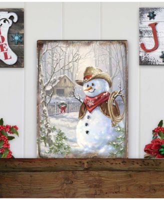 by Dona Gelsinger Cowboy Snowman Wooden Block