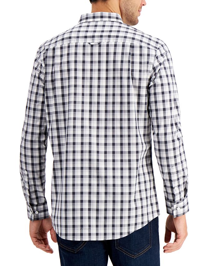 Club Room Men's Checked Stretch Cotton Shirt with Pocket, Created for ...