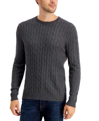 Club Room Men's Cable-Knit Cotton Sweater, Created for Macy's & Reviews ...