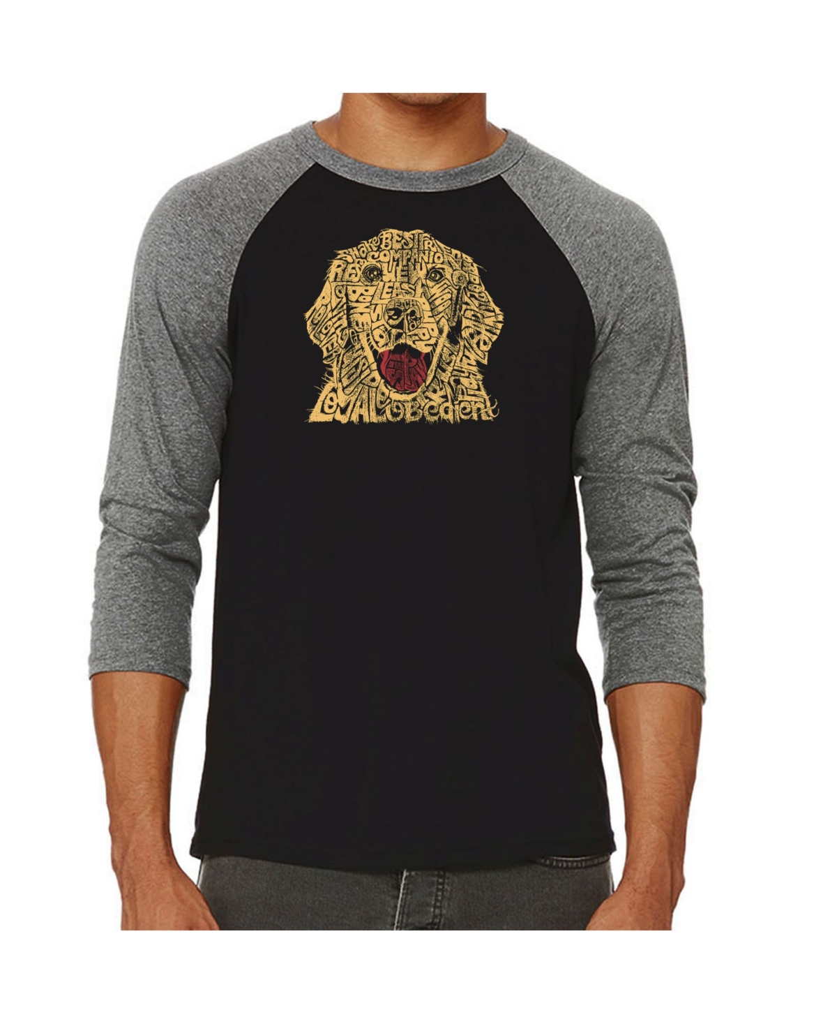 La Pop Art Dog Men's Raglan Word Art T-shirt