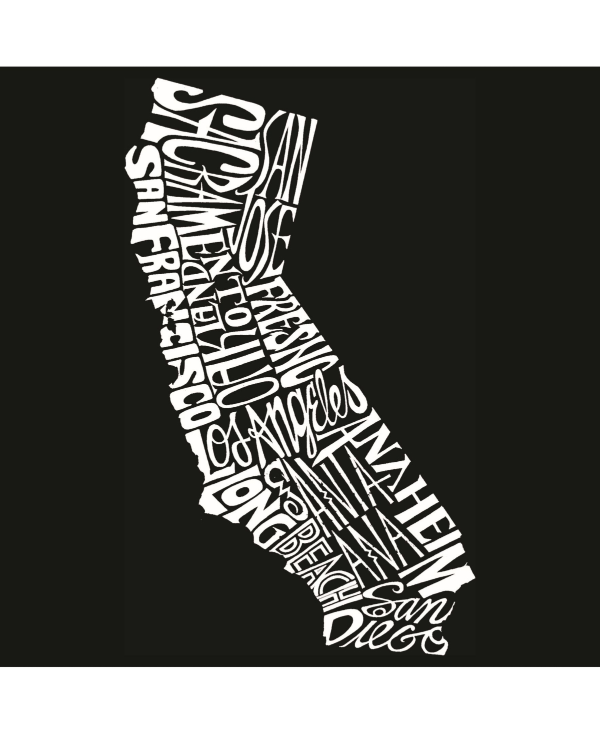 La Pop Art California State Men's Raglan Word Art T-shirt