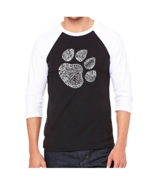 La Pop Art Cat Paw Men's Raglan Word Art T-shirt