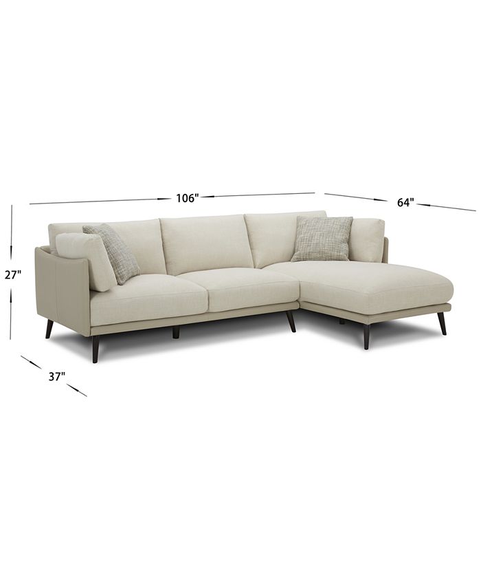 Furniture CLOSEOUT! Marleese 2Pc. Fabric and Leather Sofa with Chaise