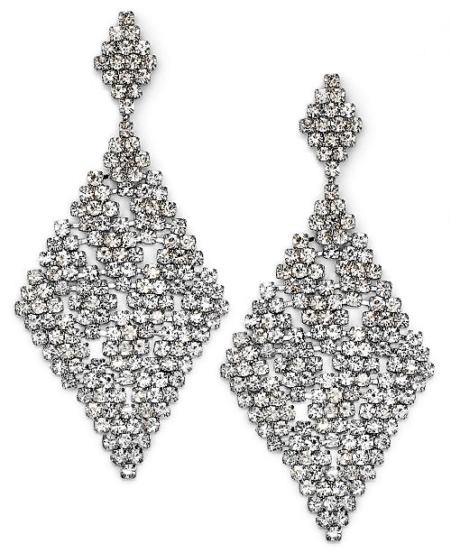 ABS by Allen Schwartz Earrings, SilverTone Crystal Chandelier Earrings