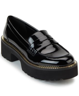 macys womens black loafers