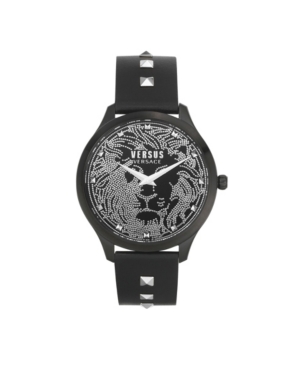 image of Versus by Versace Women-s Domus Black Leather Strap Watch 40mm