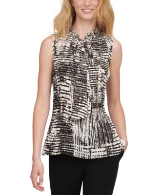 DKNY - Pleated Tie-Neck Top
