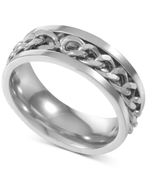 image of Inc Men-s Silver-Tone Chain Inlay Band, Created for Macy-s