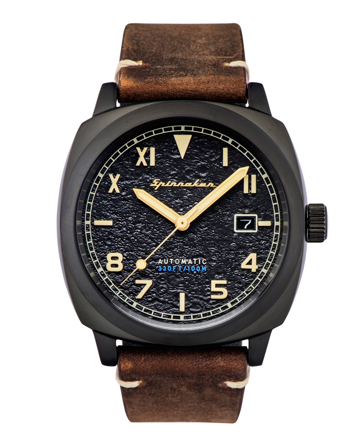 Men's Hull California Automatic Dark Brown Genuine Leather Strap Watch 42mm - Dark Brown