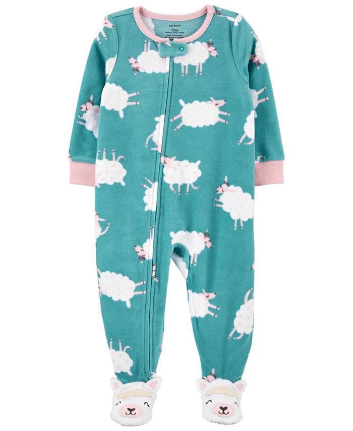 Carter's Baby Girl 1Piece Sheep Fleece Footie PJs Macy's