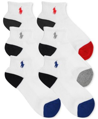 Polo Ralph Lauren - Boys' or Little Boys' 6-Pack Color-Blocked Quarter Socks