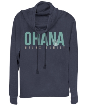 Fifth Sun Juniors Disney Lilo Stitch Ohana Bold Fleece Cowl Neck Sweatshirt