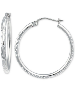 image of Giani Bernini Medium Textured Hoop Earrings in Sterling Silver, 1-1/8