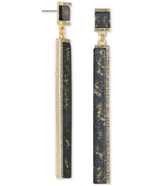 image of Rachel Rachel Roy Gold-Tone Crystal & Gold-Fleck Black Bar Linear Drop Earrings