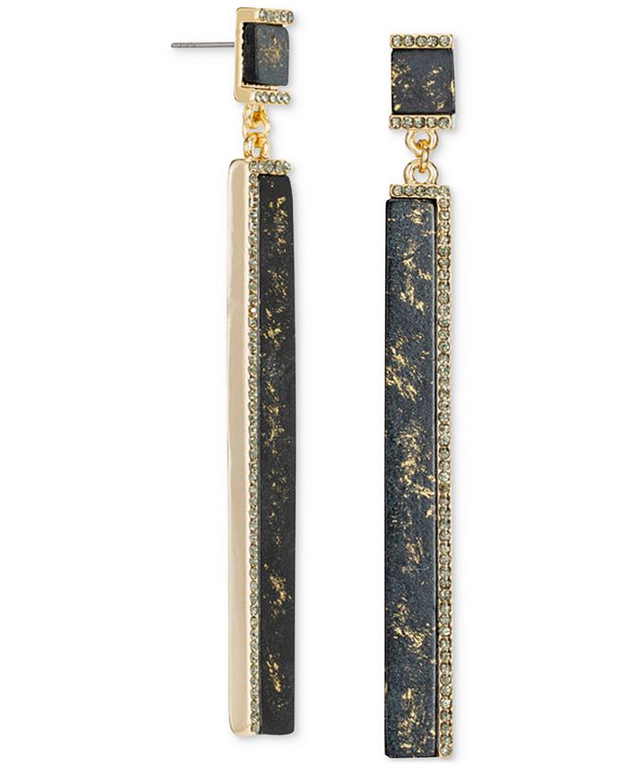RACHEL Rachel Roy Gold Tone Crystal Gold Fleck Black Bar Linear