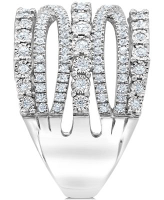 Diamond Multi-Row Crossover Statement Ring (1 ct. t.w.) in Sterling Silver 