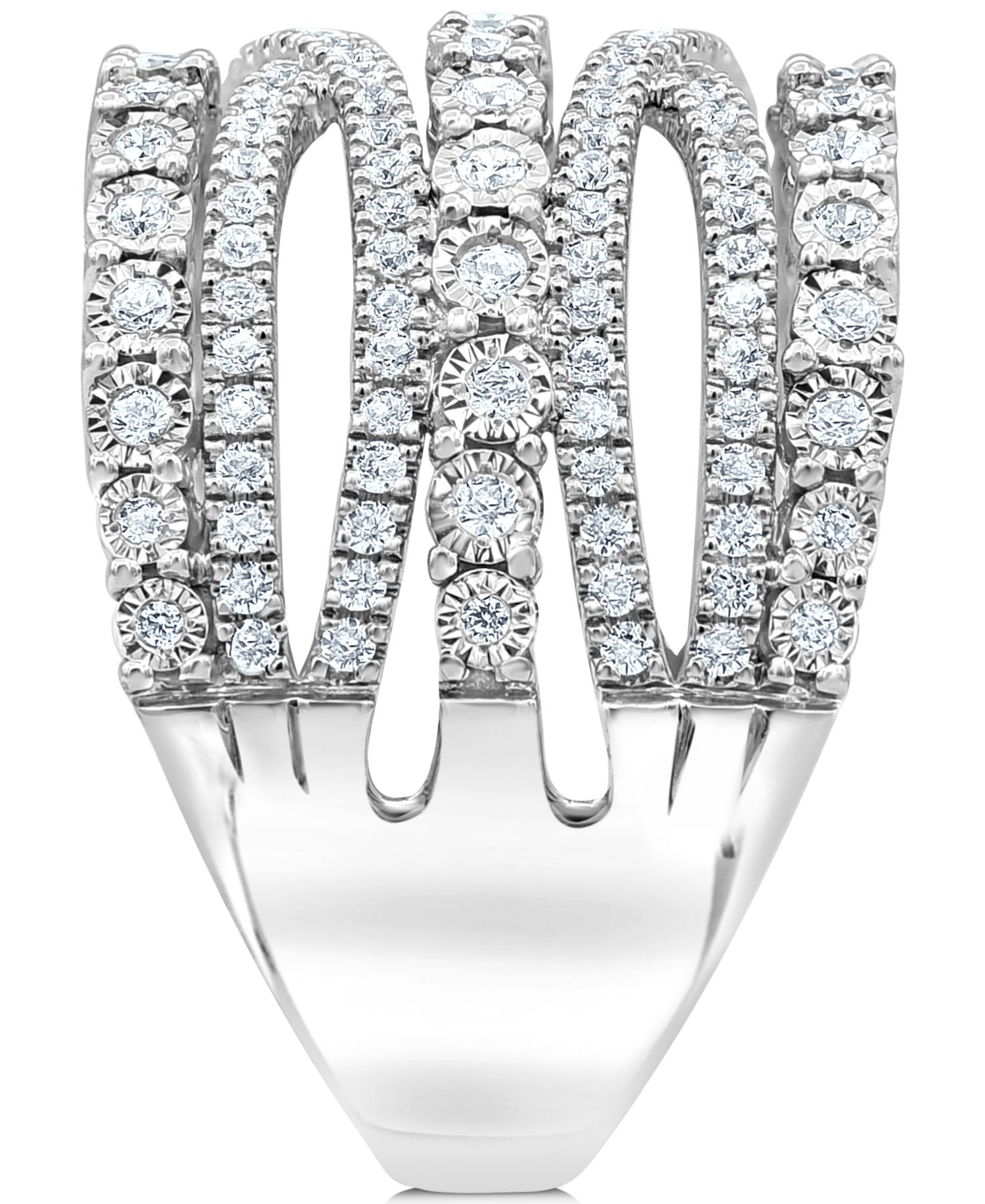 Diamond Multi-Row Crossover Statement Ring (1 ct. t.w.) in Sterling Silver