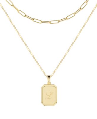 14K Gold Plated Willow Initial Layering Necklace Set