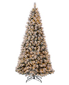 Pre-Lit Snow Flocked Artificial Spruce Christmas Tree with 900 Warm Lights, with Storage Bag