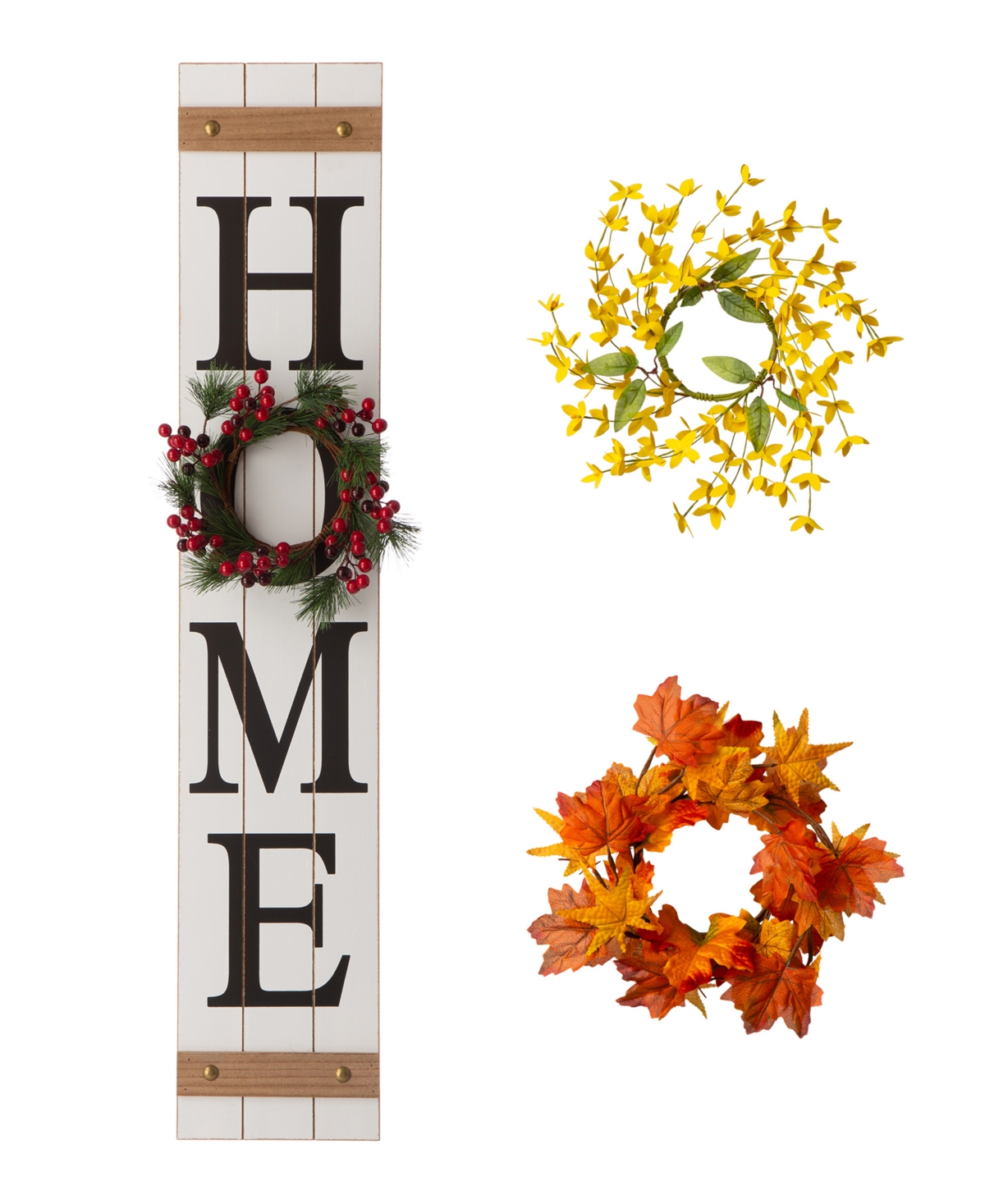 Wooden "Home" Floral Porch Sign, Set of 4 - Multi