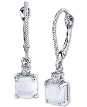 image of Opal (1-1/10 ct. t.w.) & Diamond (1/20 ct. t.w.) Drop Earrings in 14k White Gold
