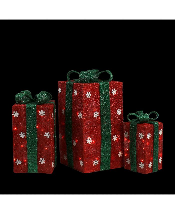 Northlight and Lighted Gi Boxes with Bows Outdoor Christmas Decorations ...