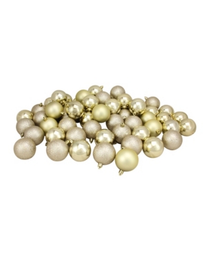 Northlight 60 Count Champagne Shatterproof 4-finish Christmas Ball Ornaments In Gold