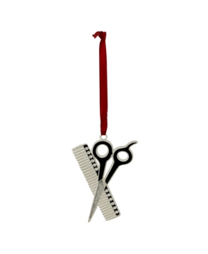 Northlight Plated Barber Scissors And Comb Christmas Tree Ornament With European Crystals In Silver