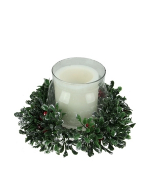Northlight Clear And Boxwood With Berry Tipped Christmas Hurricane Pillar Candle Holder