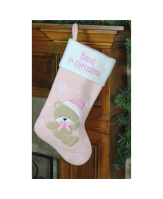 "Baby's 1st Christmas" Embroider Teddy Bear Christmas Stocking