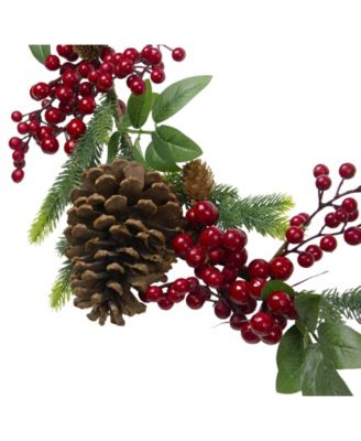 Pine Springs Berries and Pine Cones Artificial Christmas Garland-Unlit