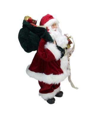 Santa Claus with Naughty or Nice List and Bag Of Presents Christmas Figure