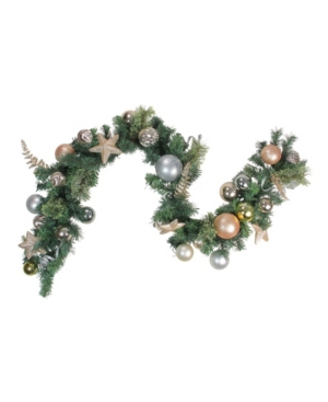 Northlight Unlit Gold Tone Leaves Ornaments With Stars Artificial Christmas Garland