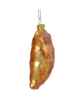 Golden Tone Glittered European Pierogi Glass Christmas Ornament