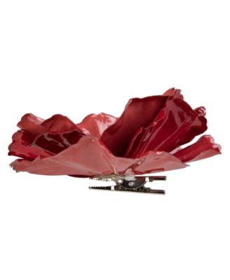 Shiny Coral Poppy Clip Christmas Ornament