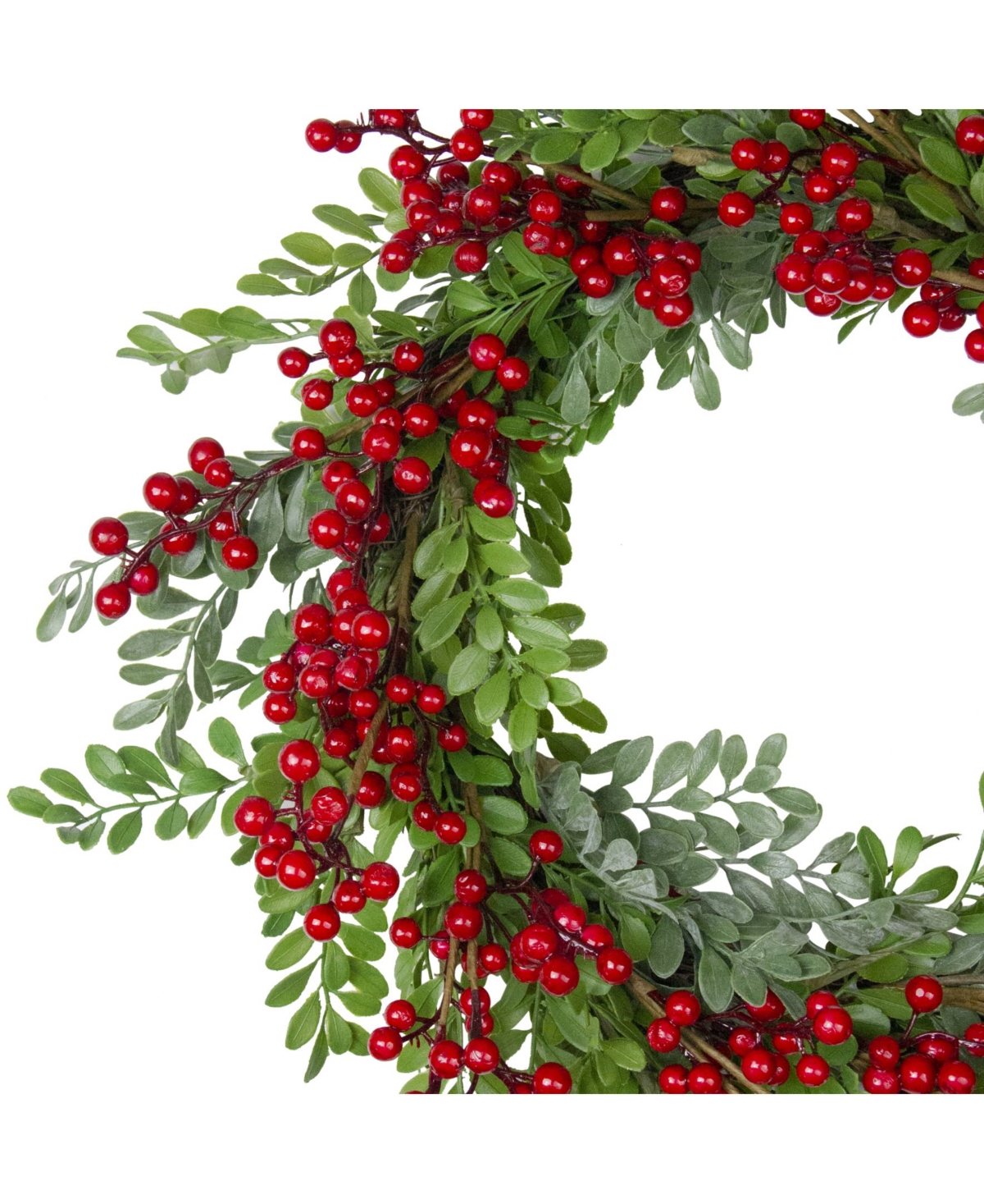 Northlight Berries and Two Tone Leaves Artificial Christmas Wreath-Unlit