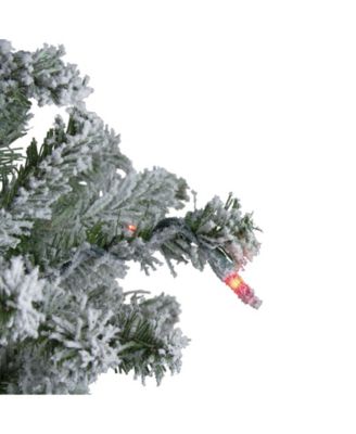 Pre-Lit Flocked Alpine Artificial Christmas Trees, Set of 3