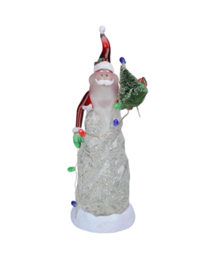 Northlight Swirling Led Lighted Santa with Tree and Lights Christmas Glittering Snow Dome